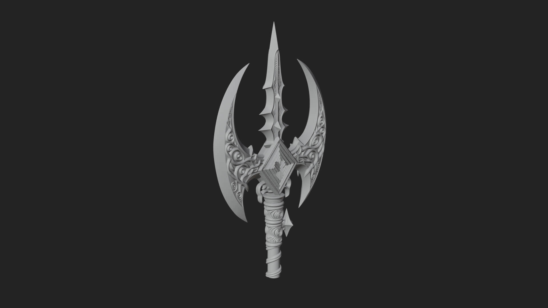 Winged Blade Halberd Model Design 2 3D Print Model 3D Model