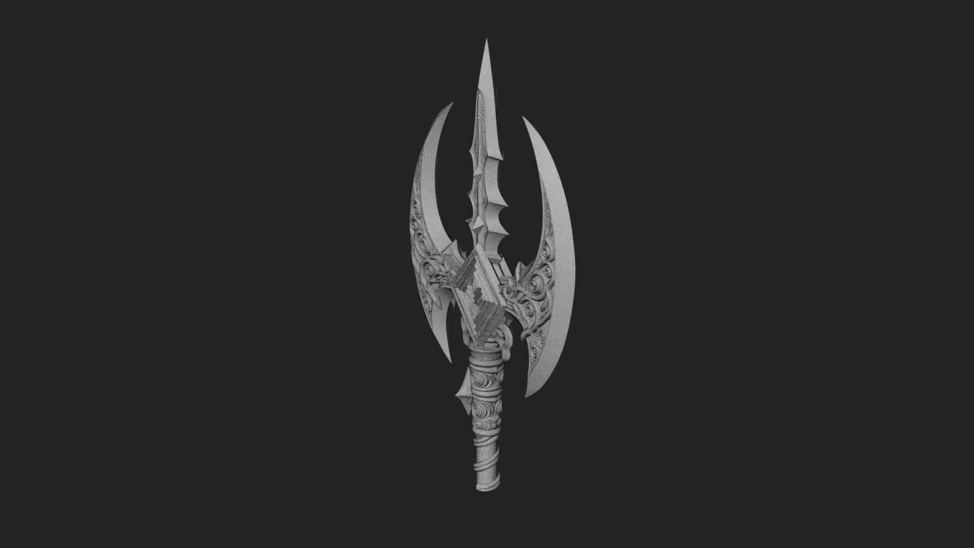 Winged Blade Halberd Model Design 2 3D Print Model 3D Model
