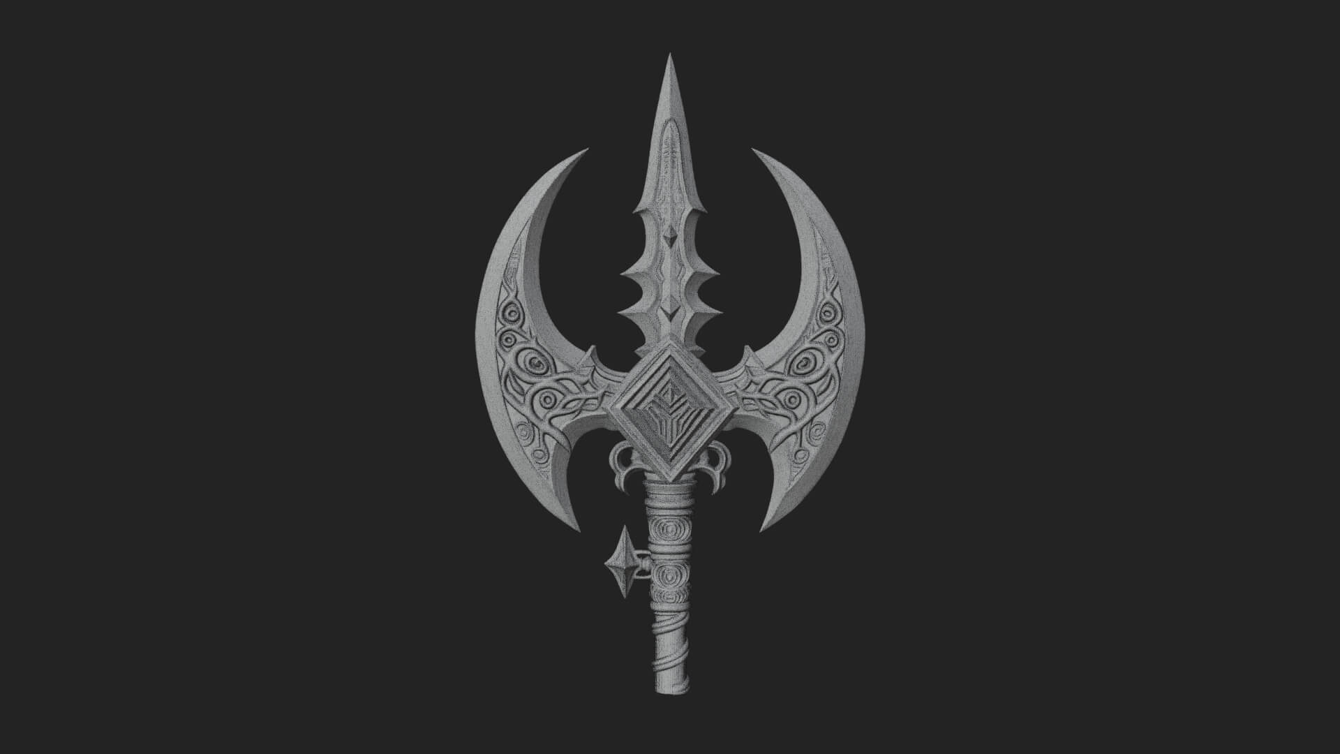 Winged Blade Halberd Model Design 2 3D Print Model 3D Model