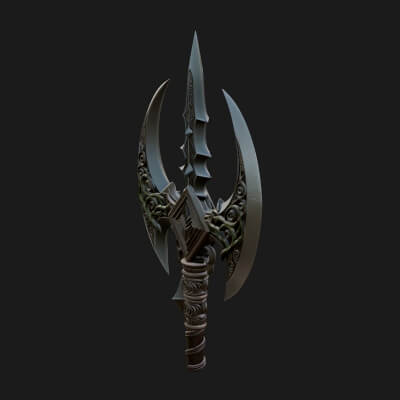 Winged Blade Halberd Model Design 2 3D Print Model