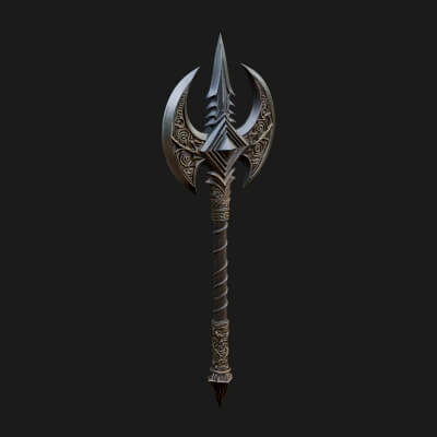Winged Blade Halberd Model Design 3 3D Print Model