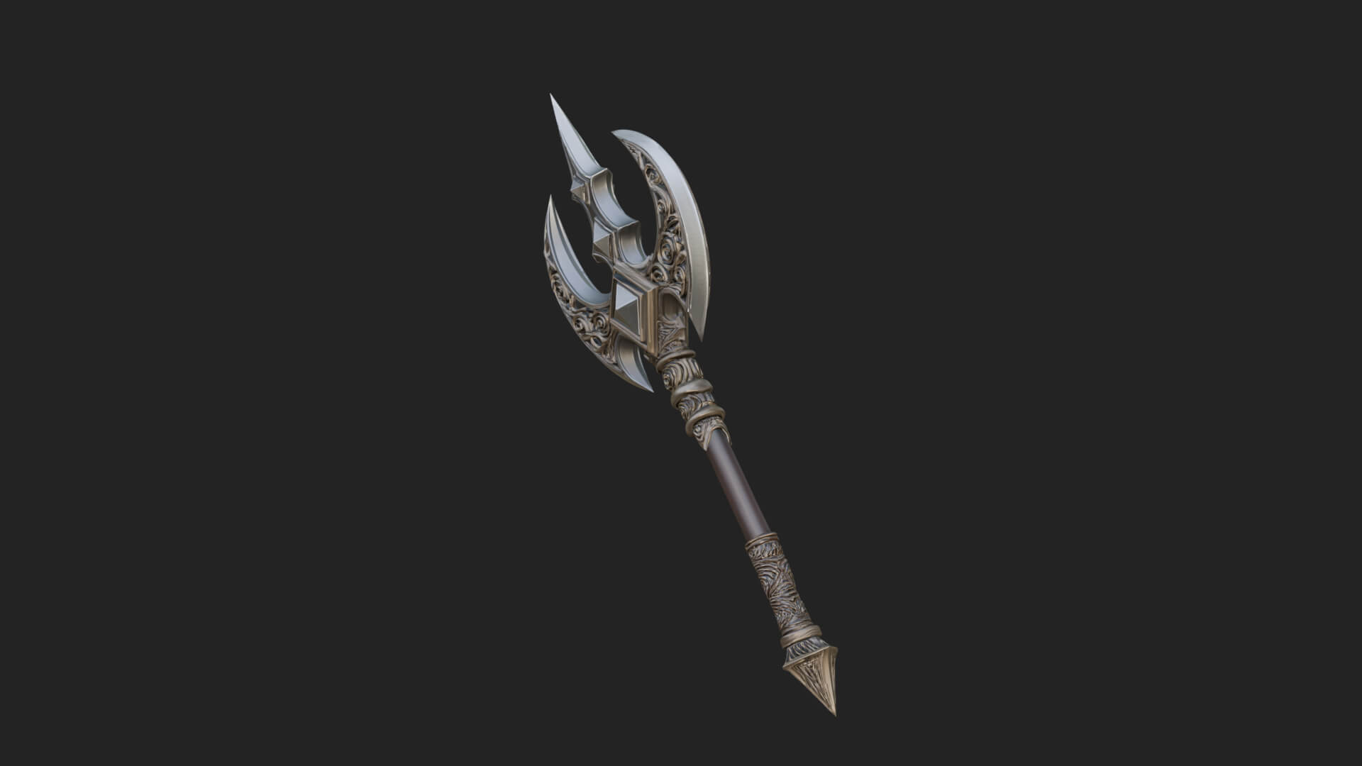 Winged Blade Halberd Model Design 4 3D Print Model 3D Model