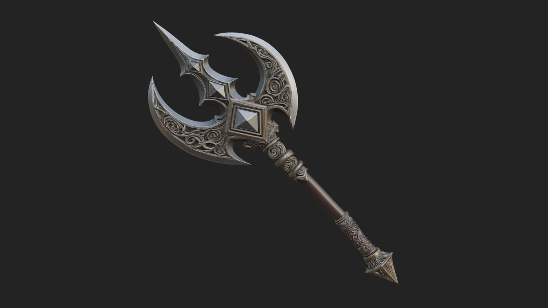 Winged Blade Halberd Model Design 4 3D Print Model 3D Model