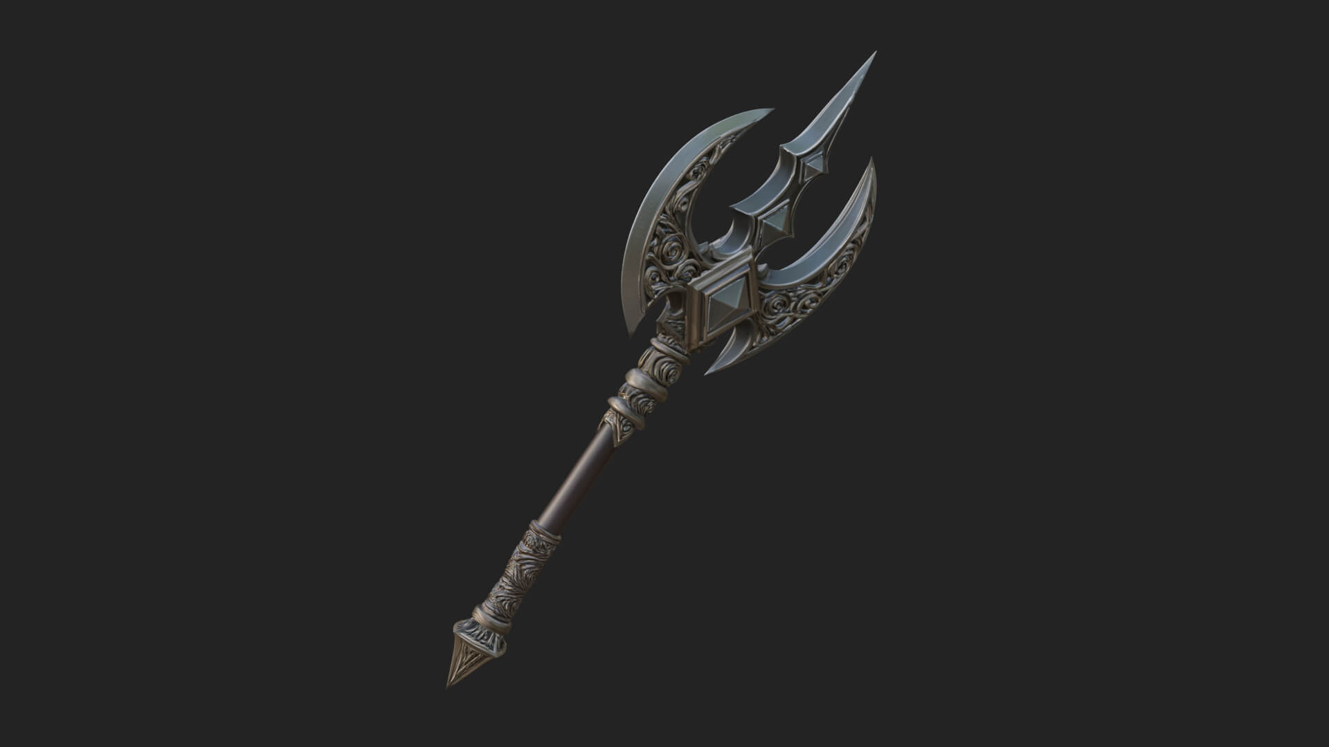 Winged Blade Halberd Model Design 4 3D Print Model 3D Model