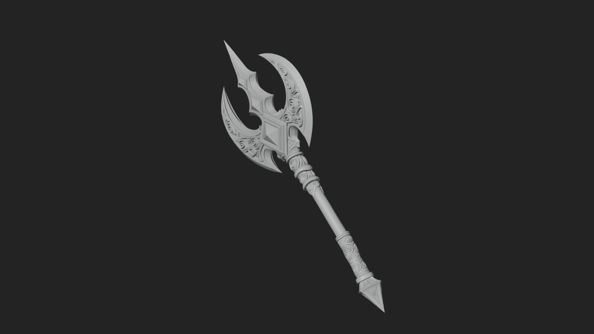 Winged Blade Halberd Model Design 4 3D Print Model 3D Model
