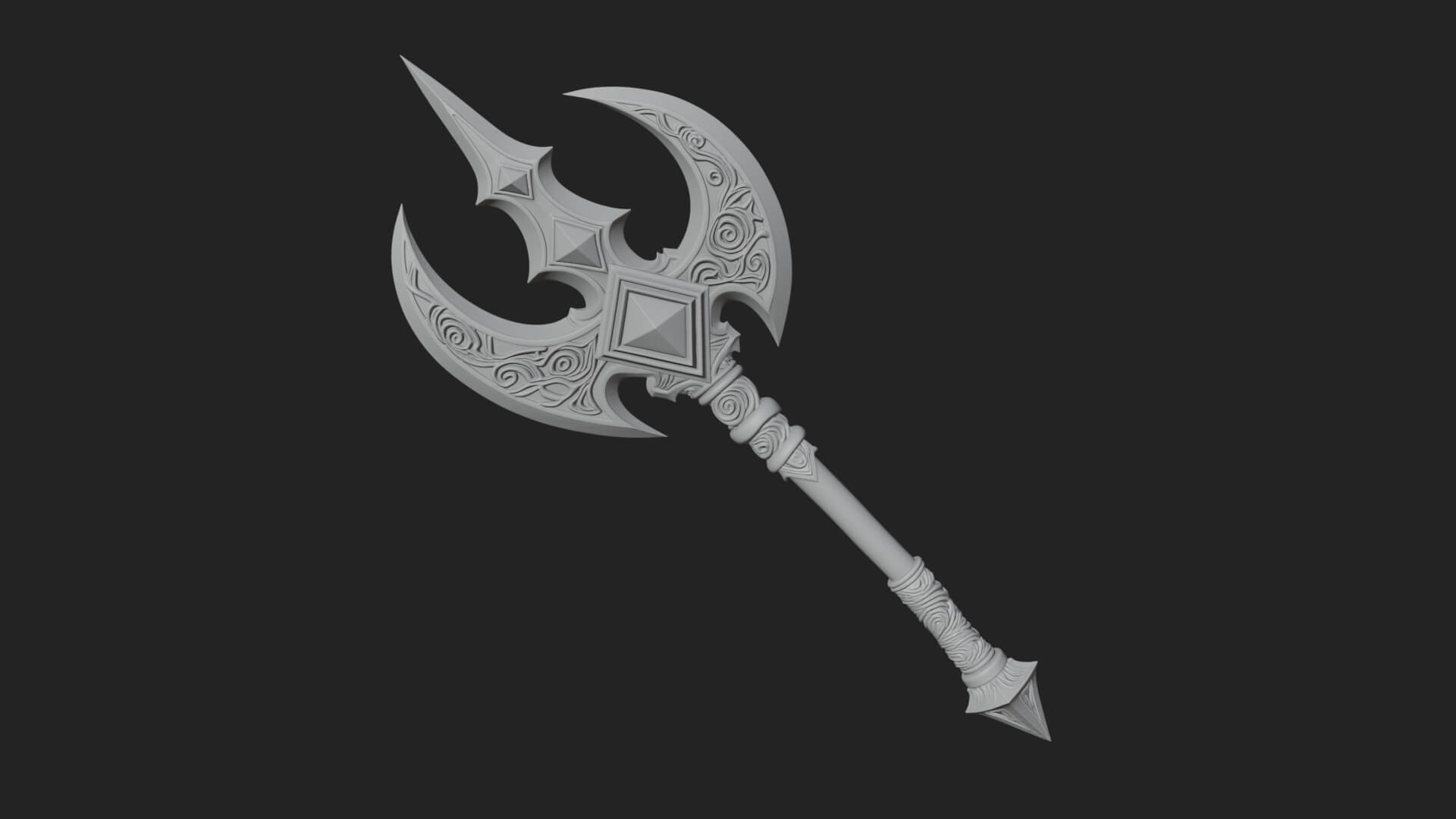Winged Blade Halberd Model Design 4 3D Print Model 3D Model