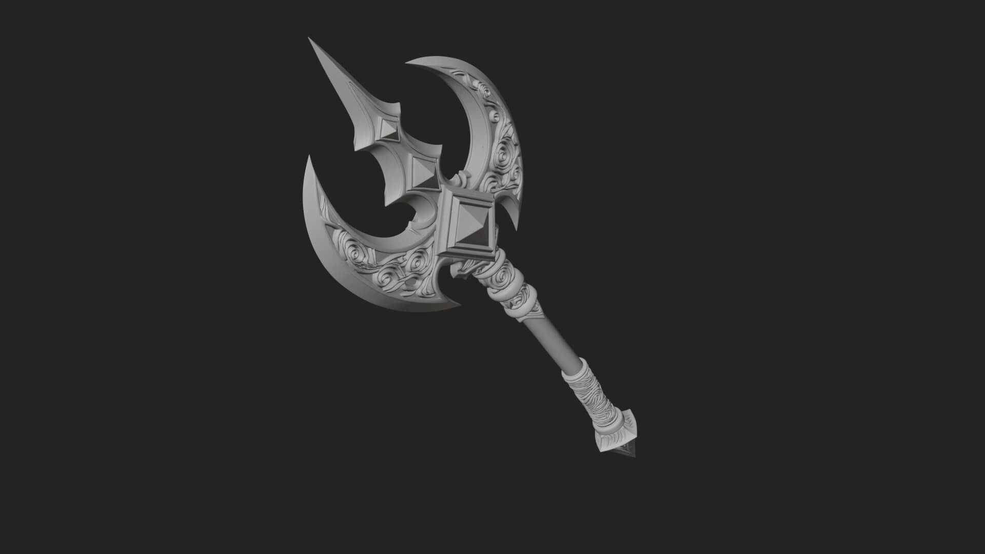 Winged Blade Halberd Model Design 4 3D Print Model 3D Model