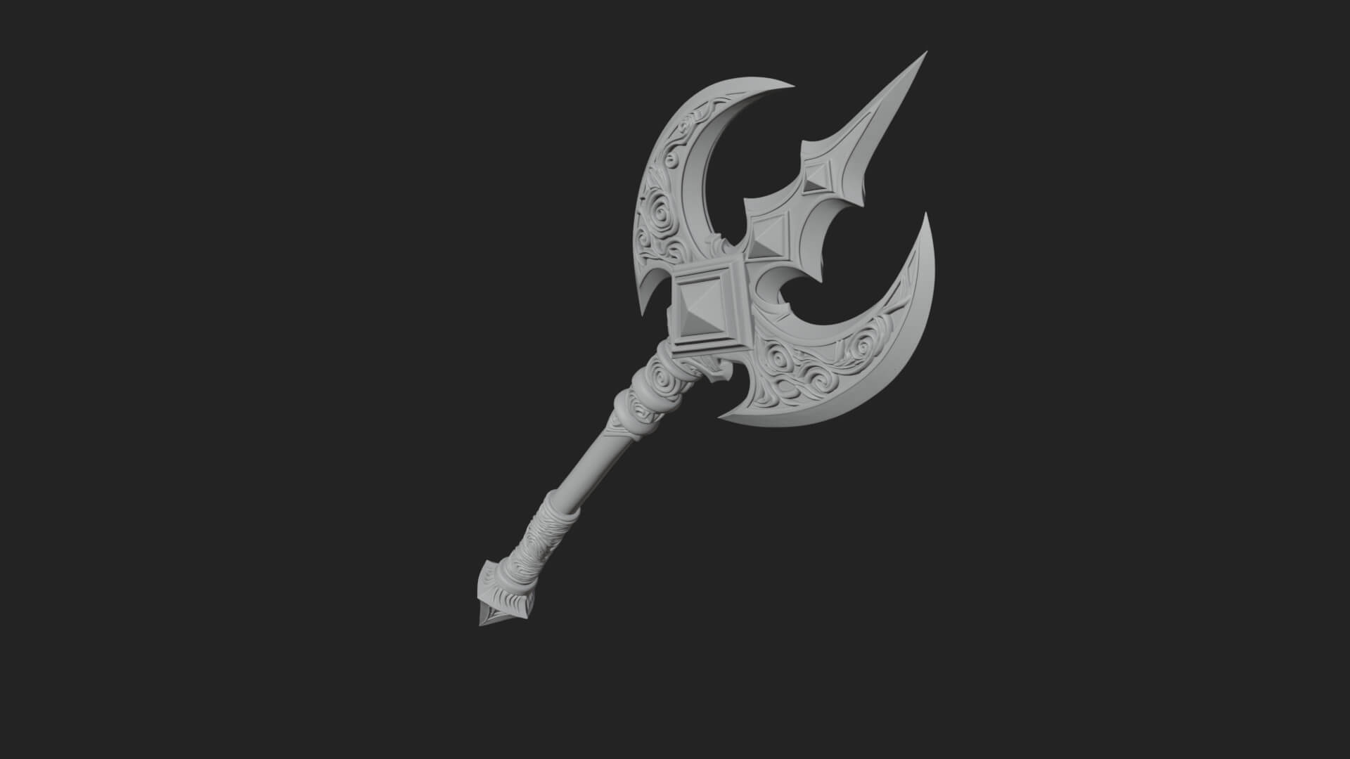 Winged Blade Halberd Model Design 4 3D Print Model 3D Model