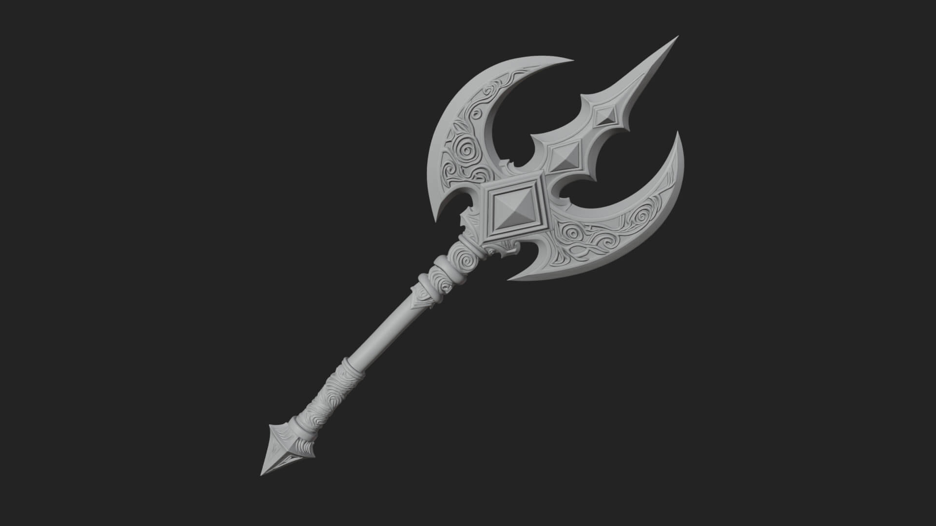Winged Blade Halberd Model Design 4 3D Print Model 3D Model