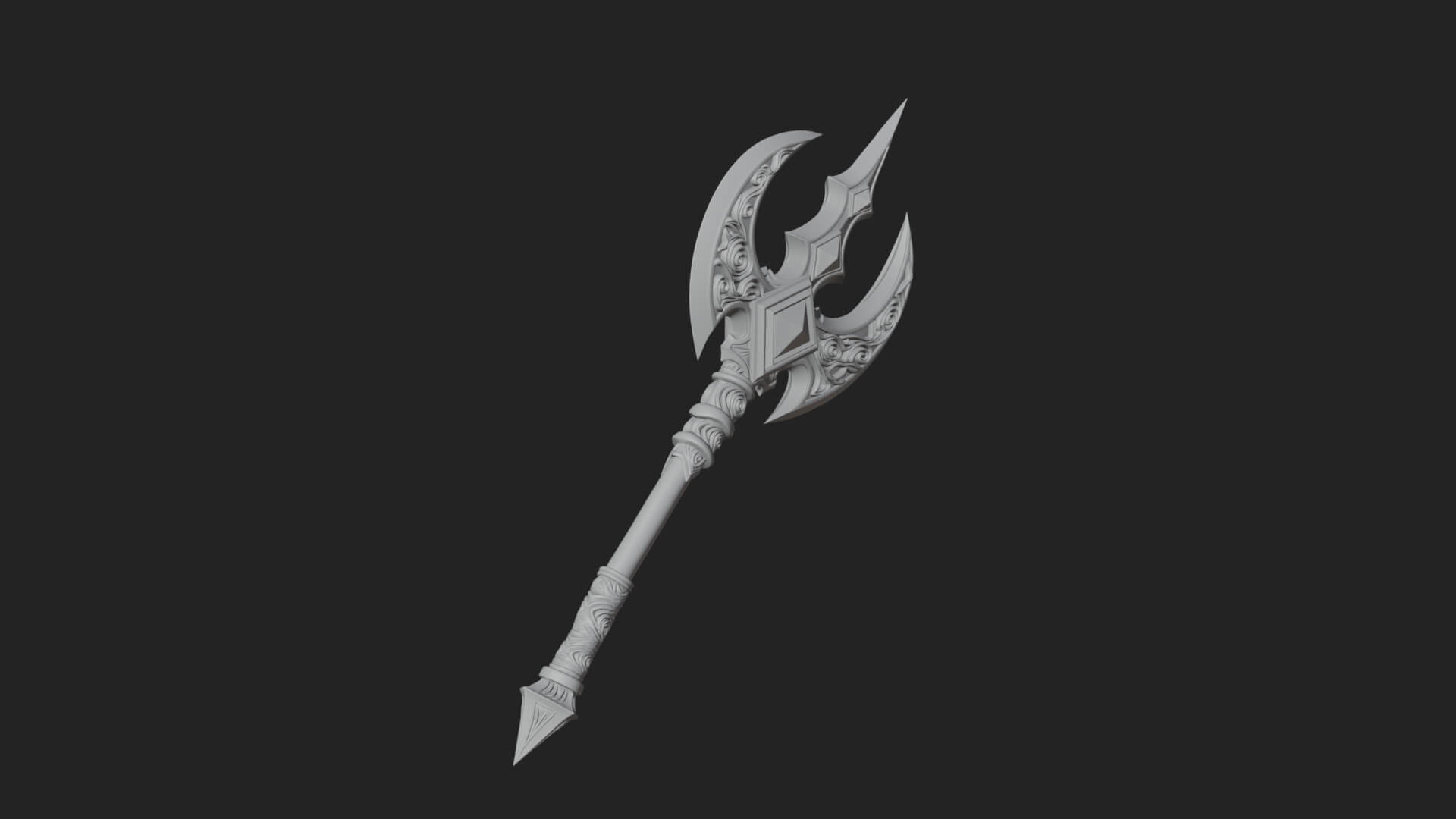 Winged Blade Halberd Model Design 4 3D Print Model 3D Model