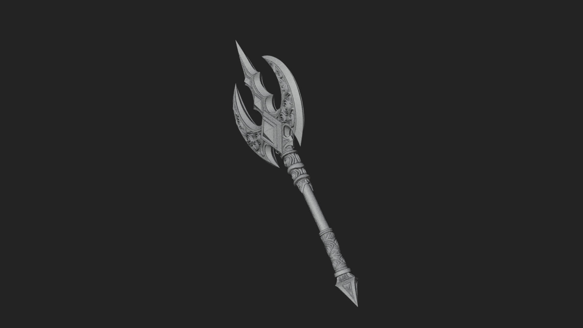 Winged Blade Halberd Model Design 4 3D Print Model 3D Model