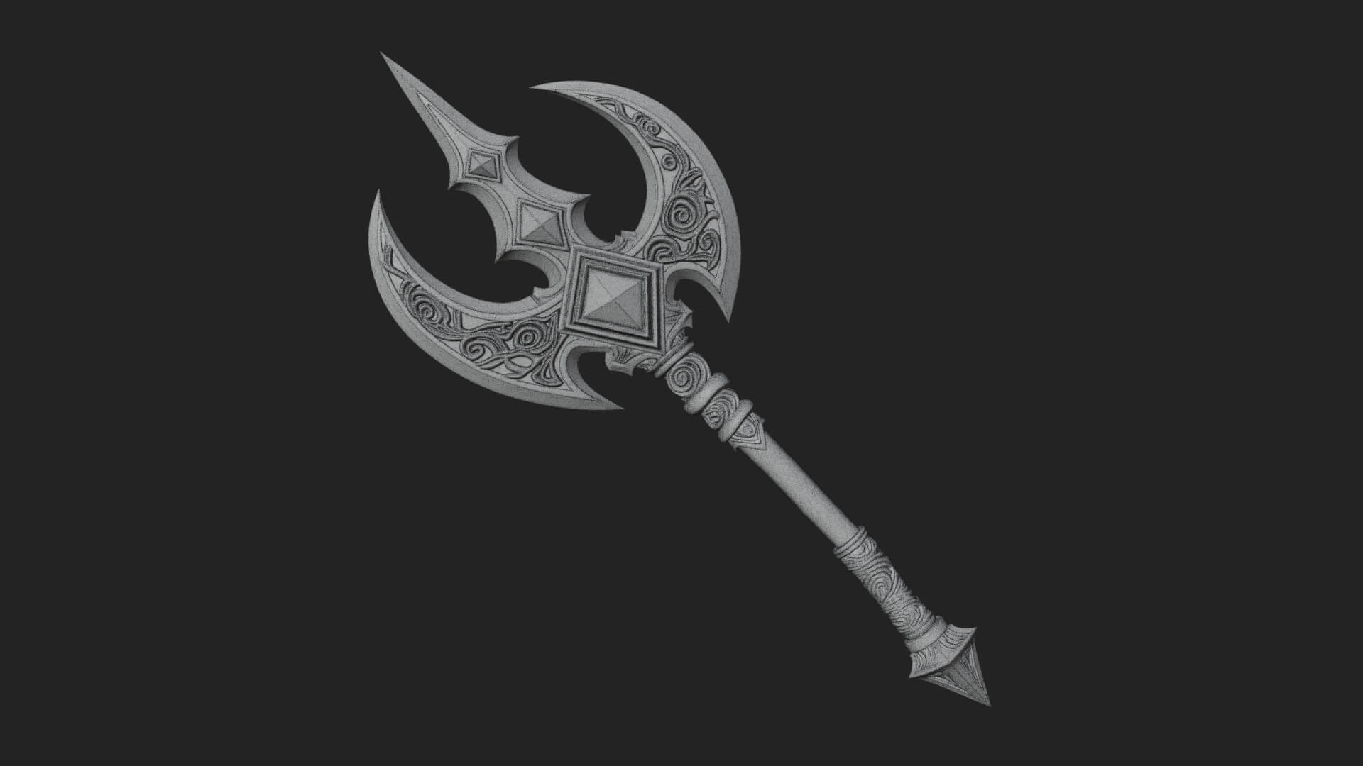 Winged Blade Halberd Model Design 4 3D Print Model 3D Model