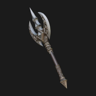 Winged Blade Halberd Model Design 4 3D Print Model