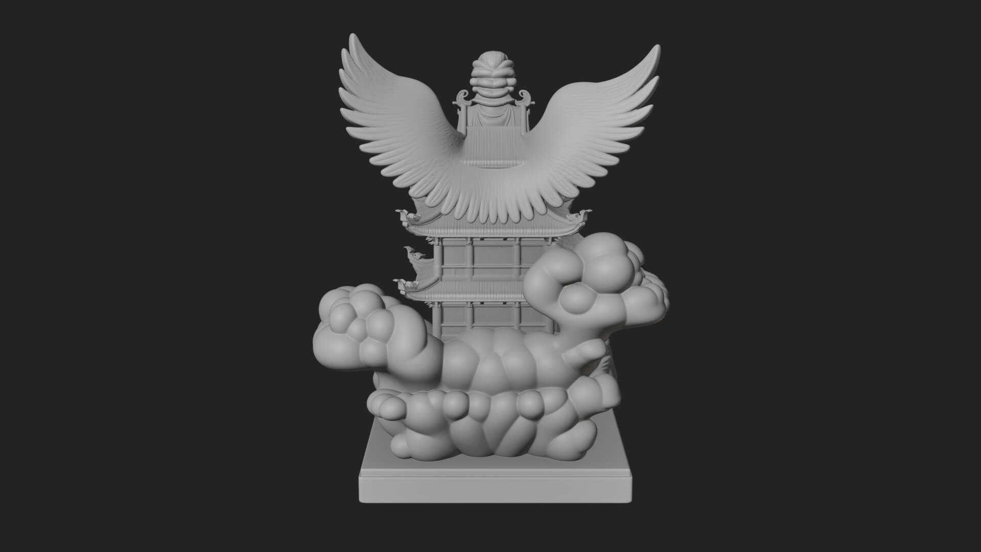 Winged Cloud Pagoda Tower Design 1 3D Print Model 3D Model