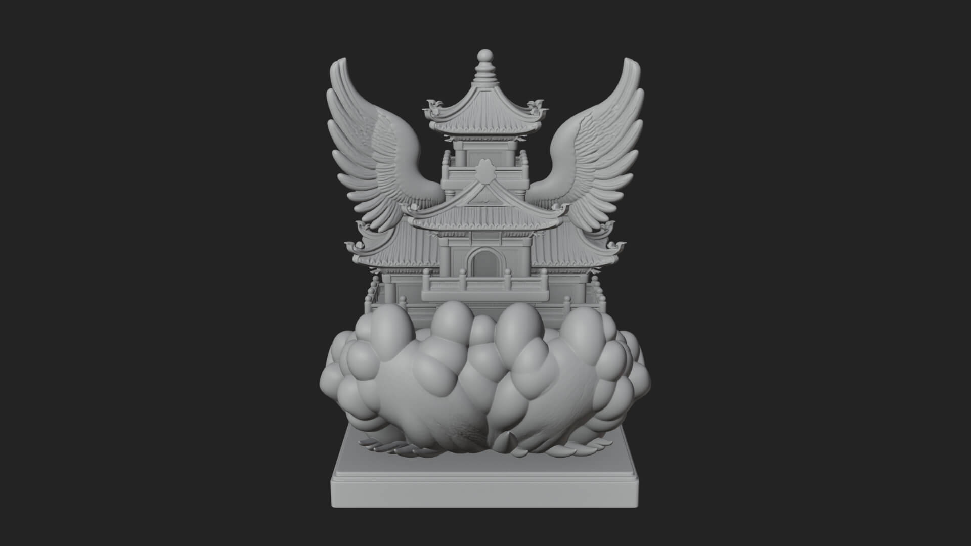 Winged Cloud Pagoda Tower Design 2 3D Print Model 3D Model