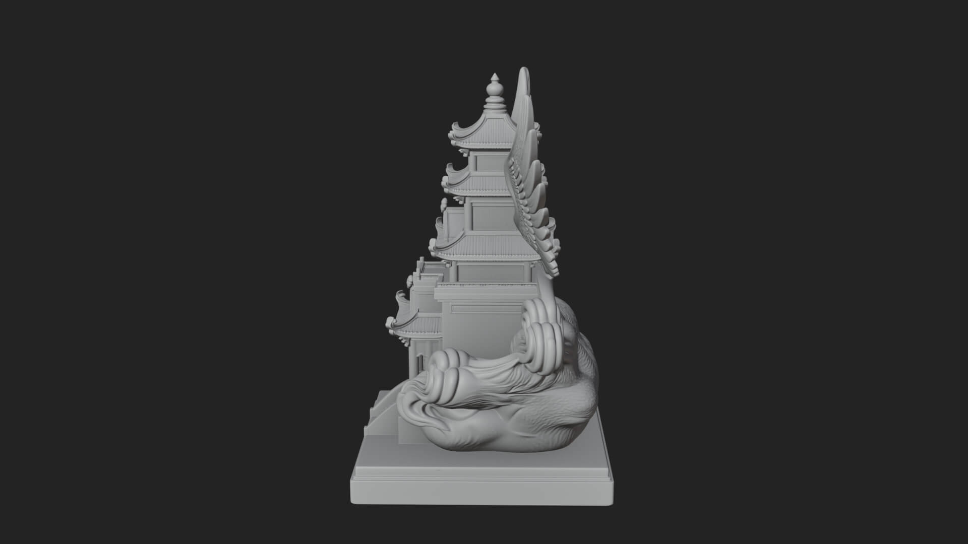 Winged Cloud Pagoda Tower Design 4 3D Print Model 3D Model