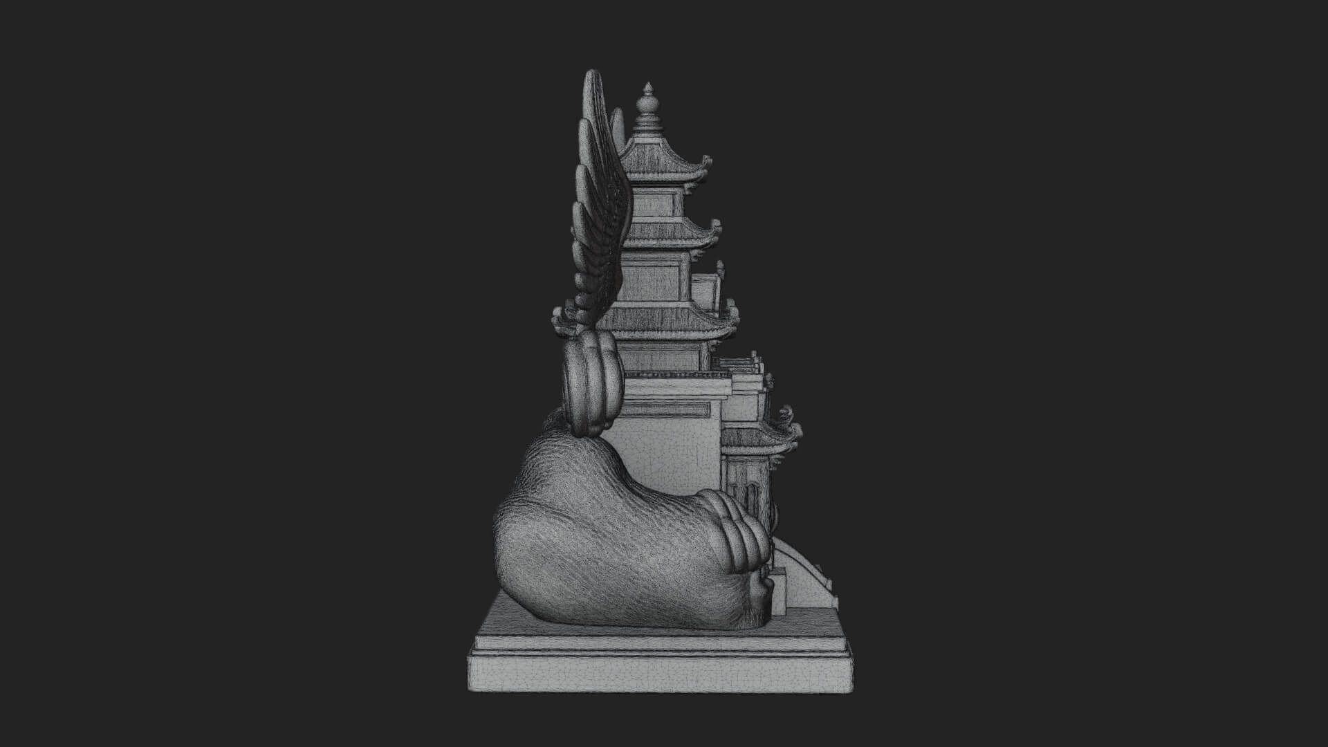 Winged Cloud Pagoda Tower Design 4 3D Print Model 3D Model