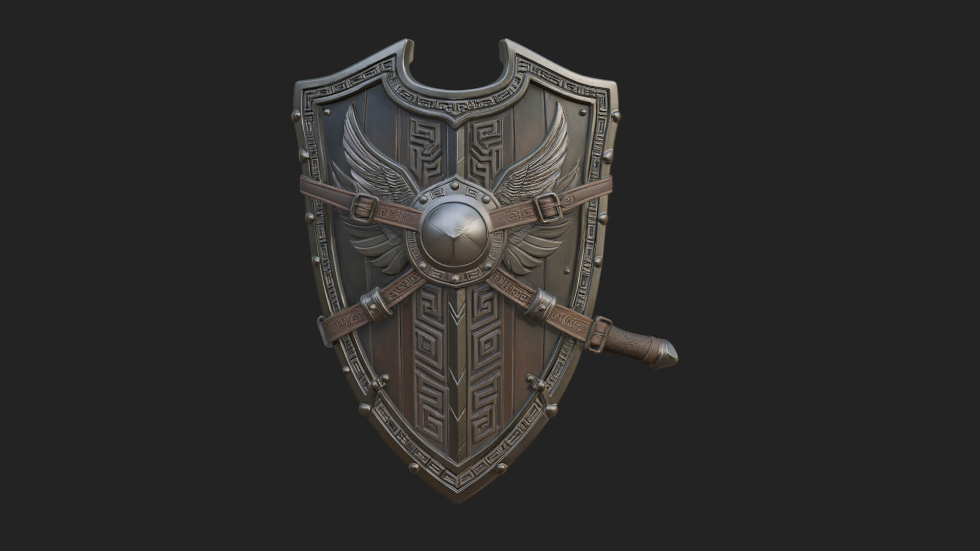 Winged Crest Kite Shield Model Design 1 3D Print Model 3D Model