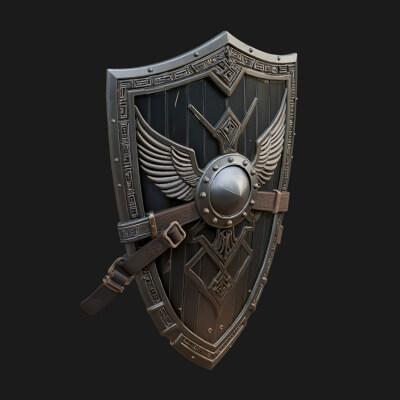 Winged Crest Kite Shield Model Design 2 3D Print Model