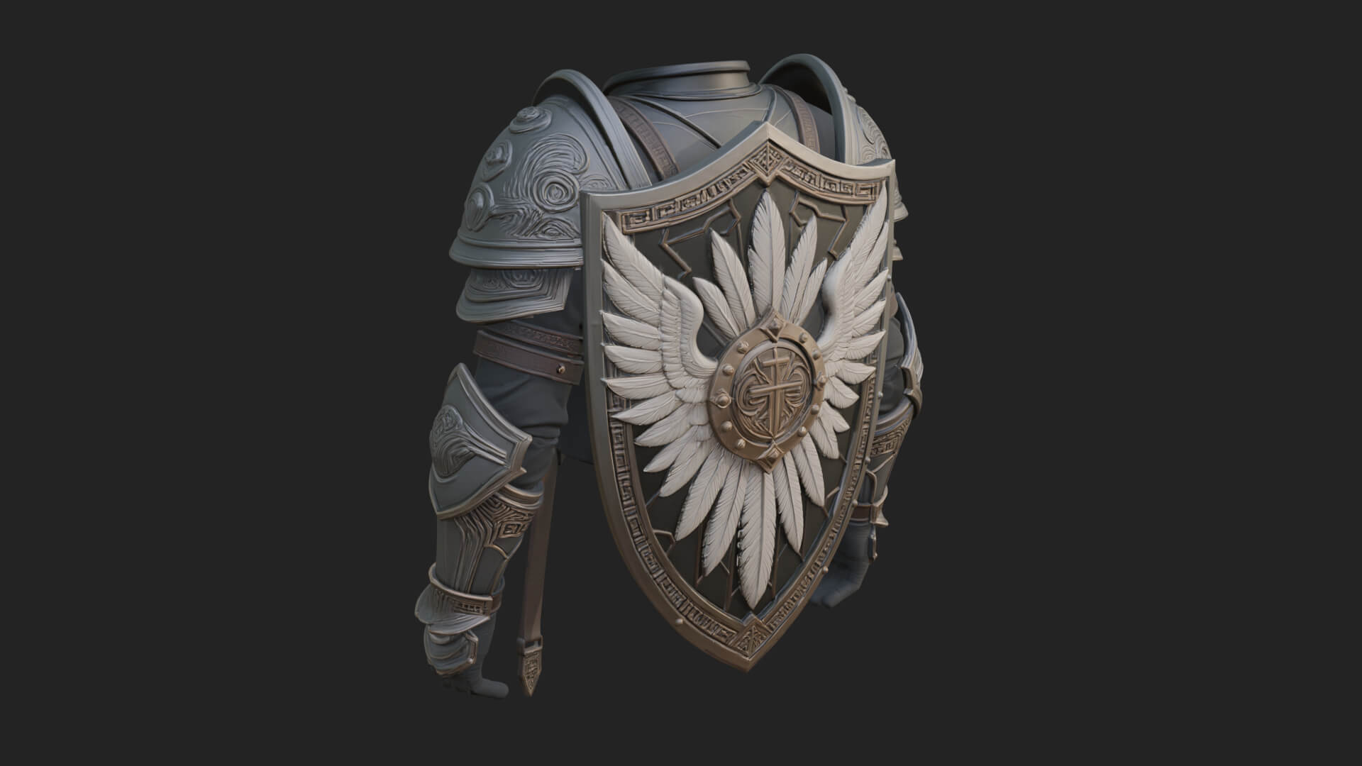 Winged Crest Kite Shield Model Design 3 3D Print Model 3D Model
