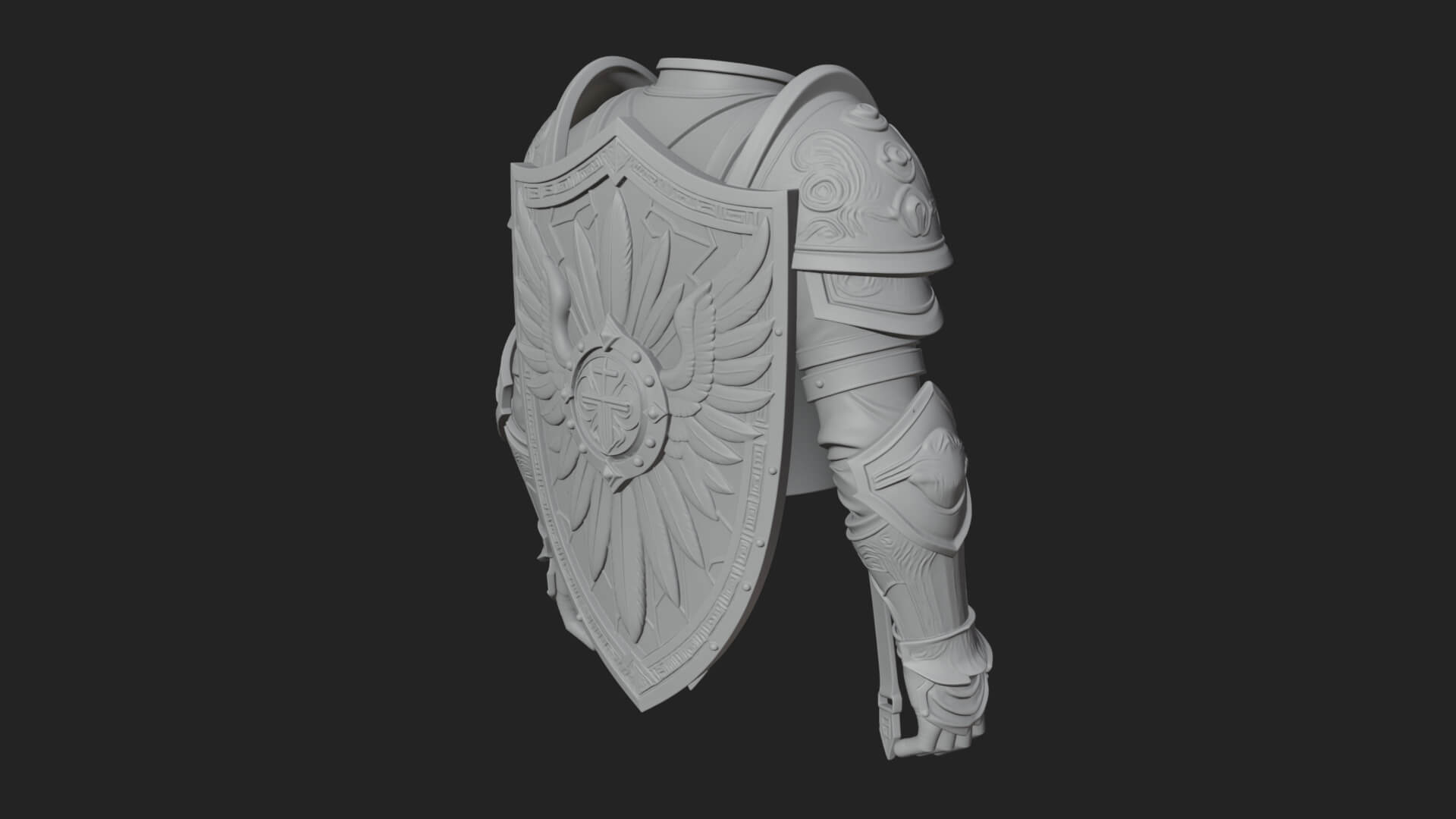 Winged Crest Kite Shield Model Design 3 3D Print Model 3D Model