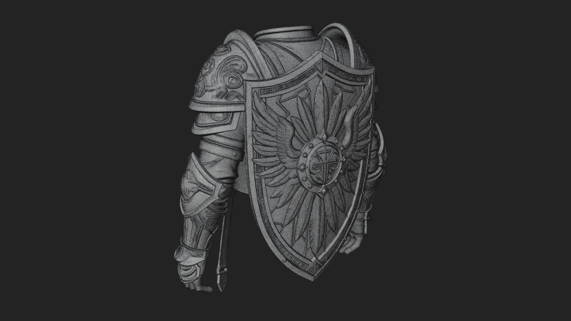 Winged Crest Kite Shield Model Design 3 3D Print Model 3D Model