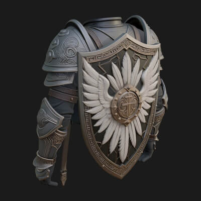 Winged Crest Kite Shield Model Design 3 3D Print Model