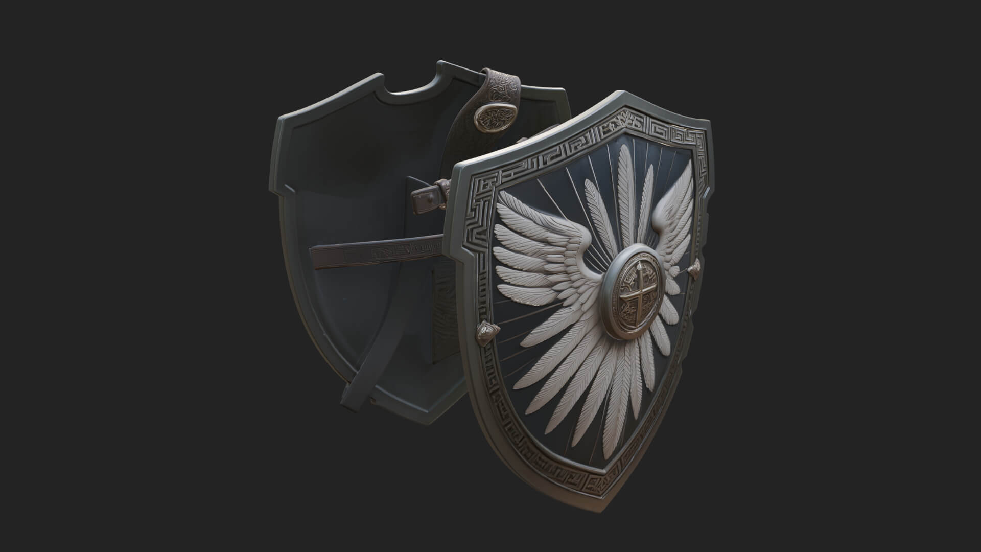 Winged Crest Kite Shield Model Design 4 3D Print Model 3D Model