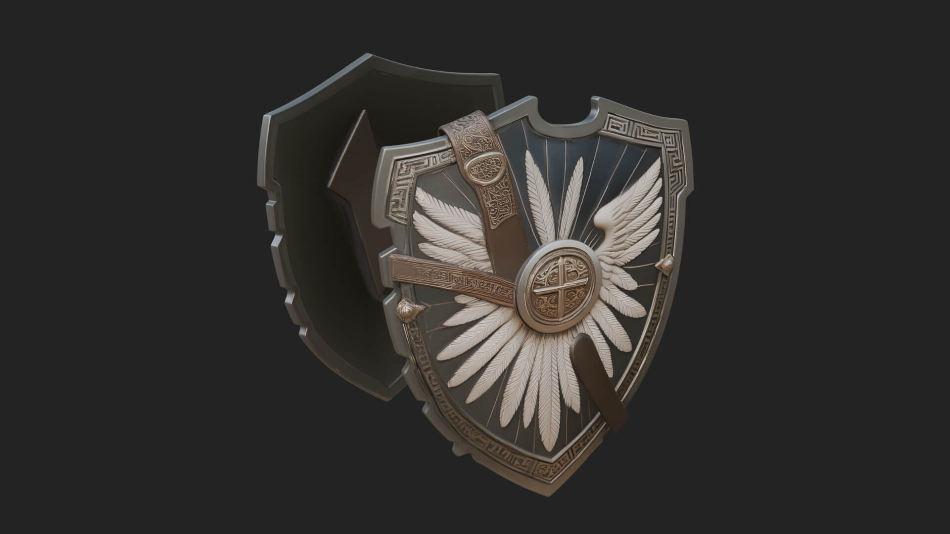 Winged Crest Kite Shield Model Design 4 3D Print Model 3D Model