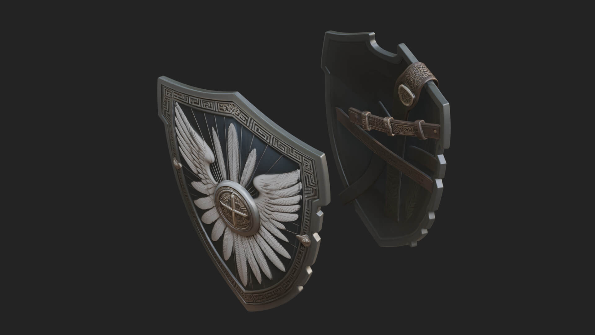 Winged Crest Kite Shield Model Design 4 3D Print Model 3D Model