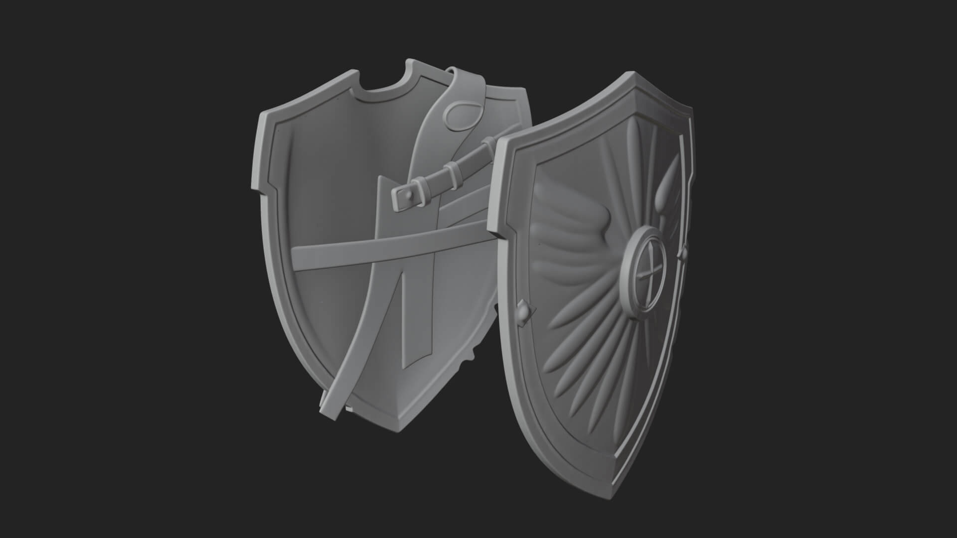 Winged Crest Kite Shield Model Design 4 3D Print Model 3D Model
