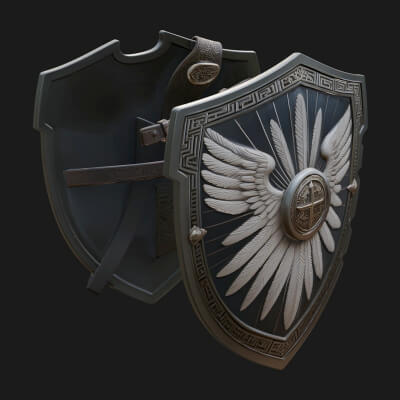 Winged Crest Kite Shield Model Design 4 3D Print Model