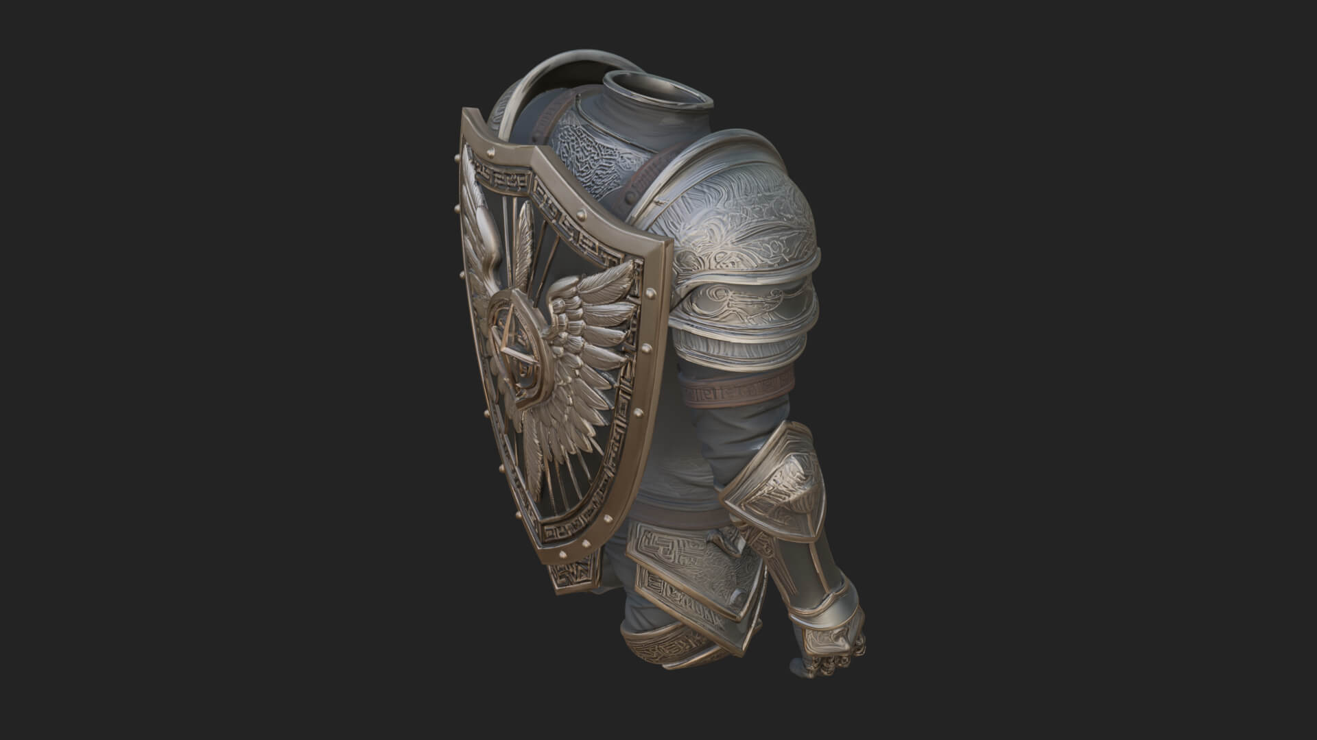 Winged Crest Kite Shield Model Design 5 3D Print Model 3D Model