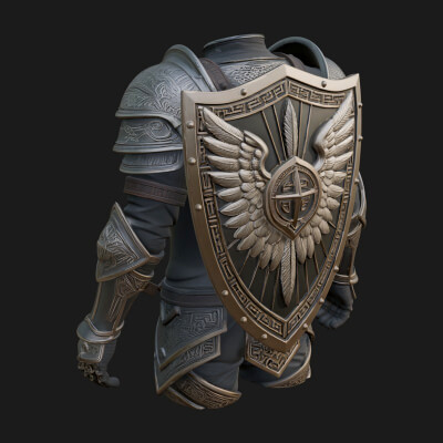 Winged Crest Kite Shield Model Design 5 3D Print Model