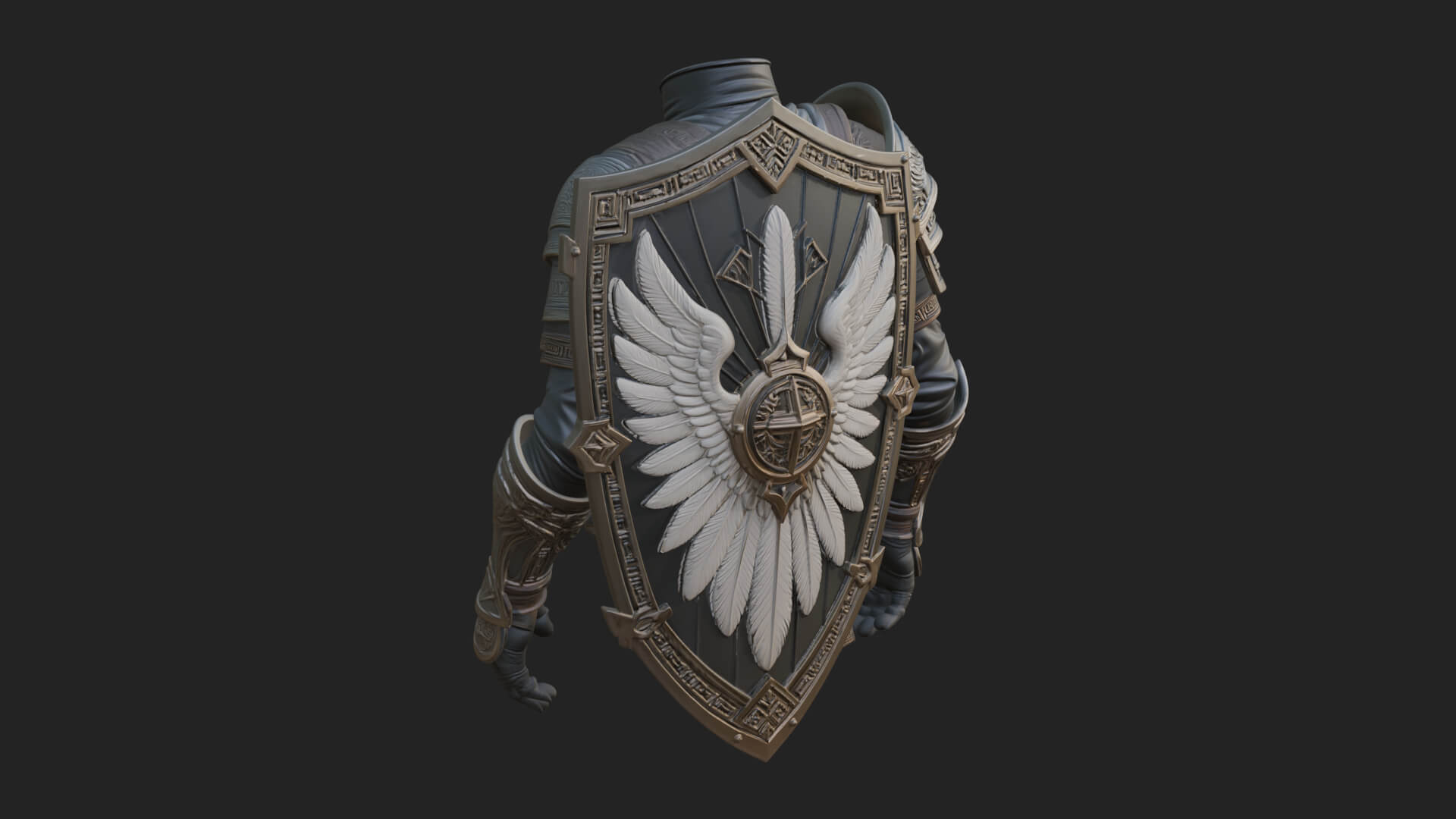 Winged Crest Kite Shield Model Design 6 3D Print Model 3D Model