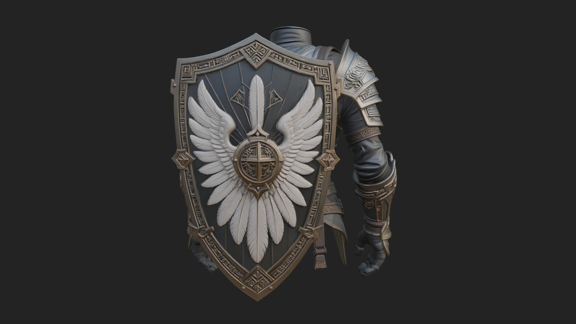 Winged Crest Kite Shield Model Design 6 3D Print Model 3D Model