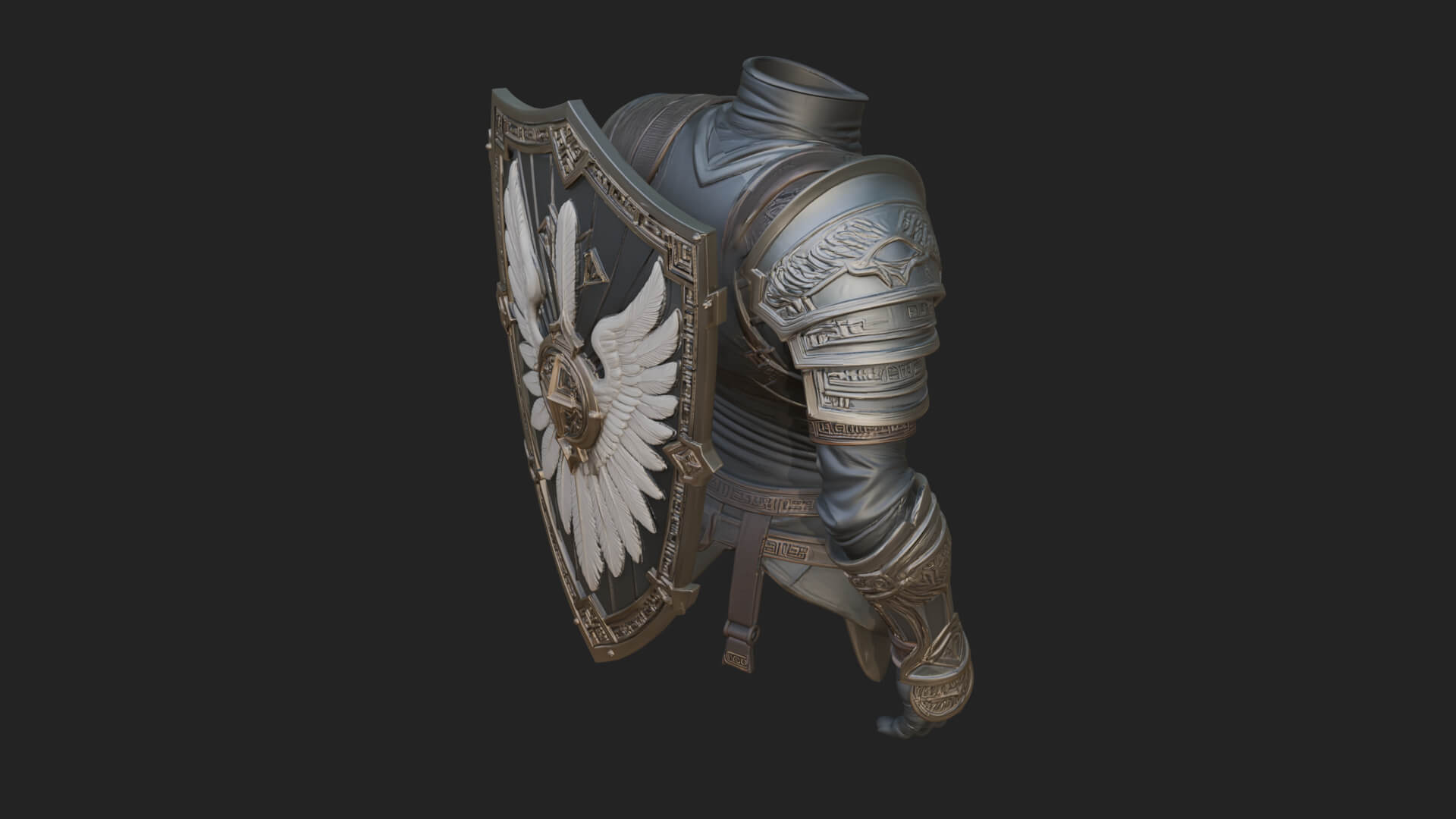 Winged Crest Kite Shield Model Design 6 3D Print Model 3D Model