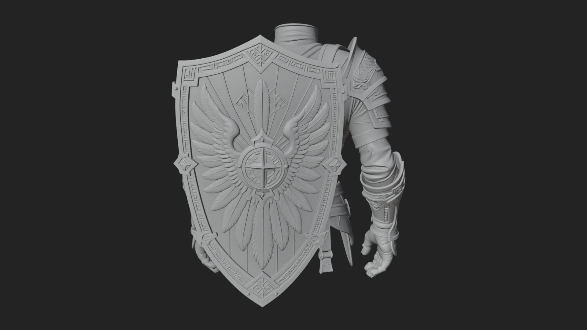 Winged Crest Kite Shield Model Design 6 3D Print Model 3D Model