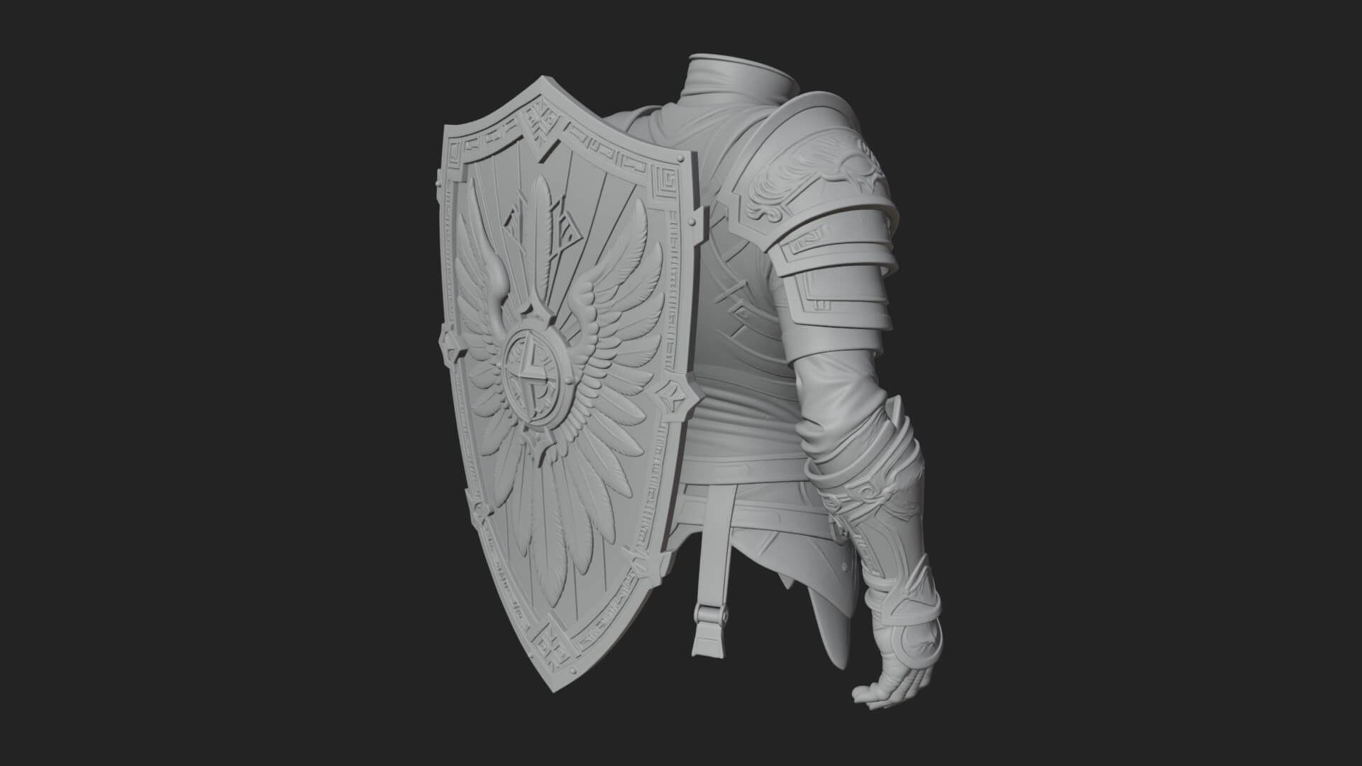 Winged Crest Kite Shield Model Design 6 3D Print Model 3D Model