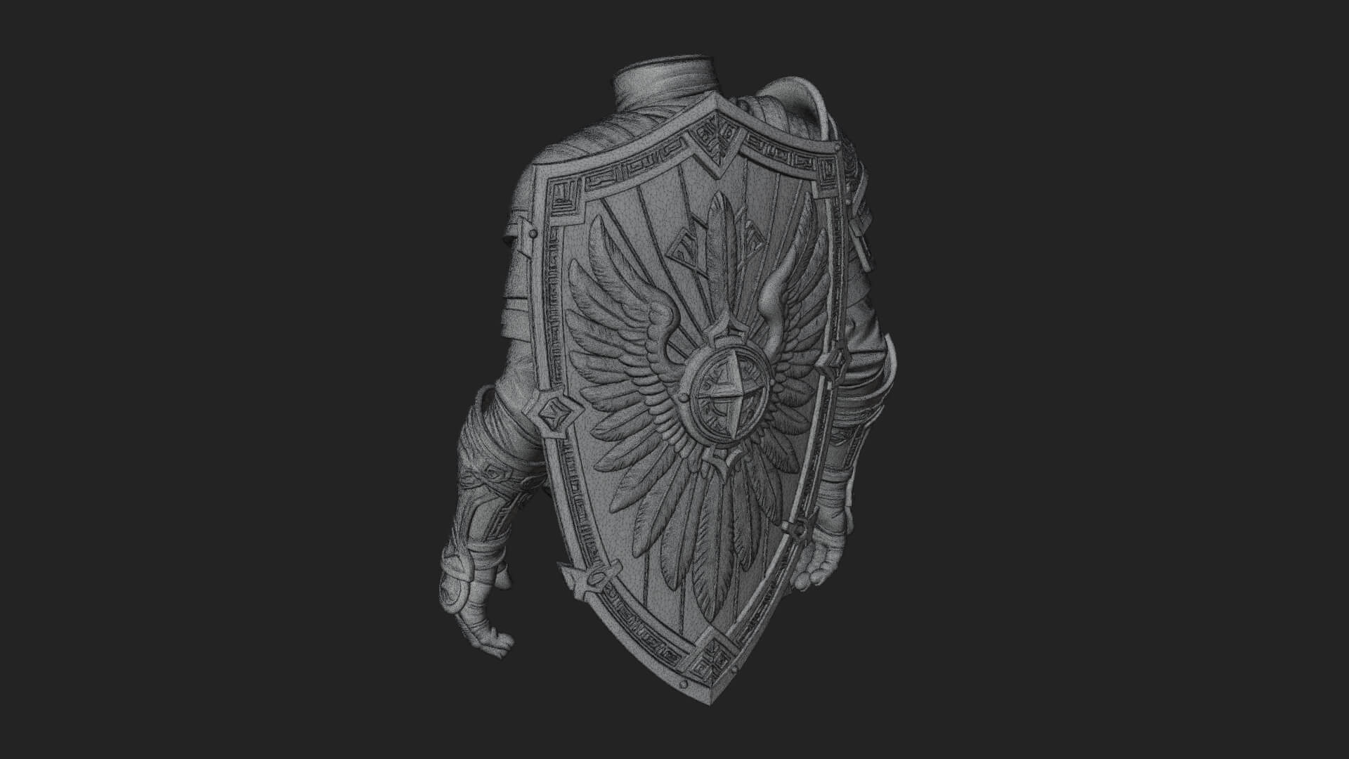 Winged Crest Kite Shield Model Design 6 3D Print Model 3D Model