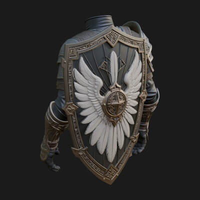 Winged Crest Kite Shield Model Design 6 3D Print Model