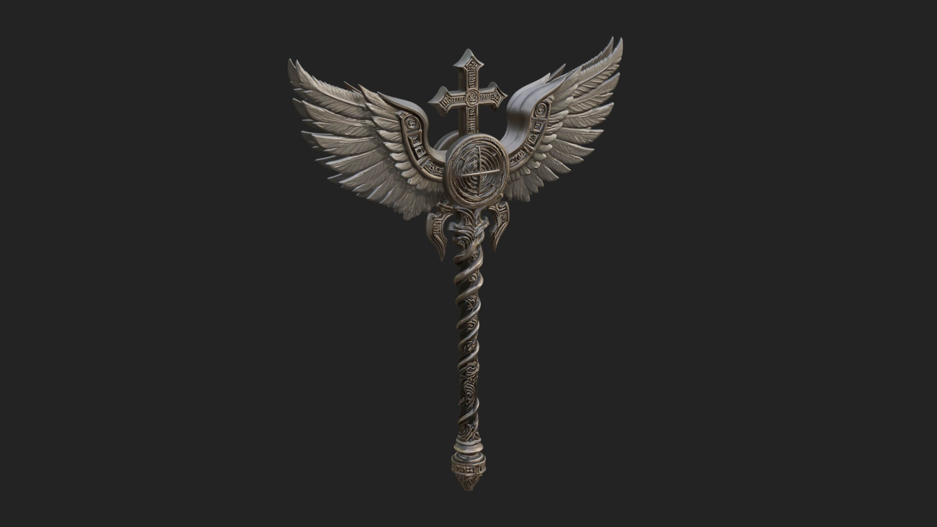 Winged Cross Scepter Model Design 1 3D Print Model 3D Model