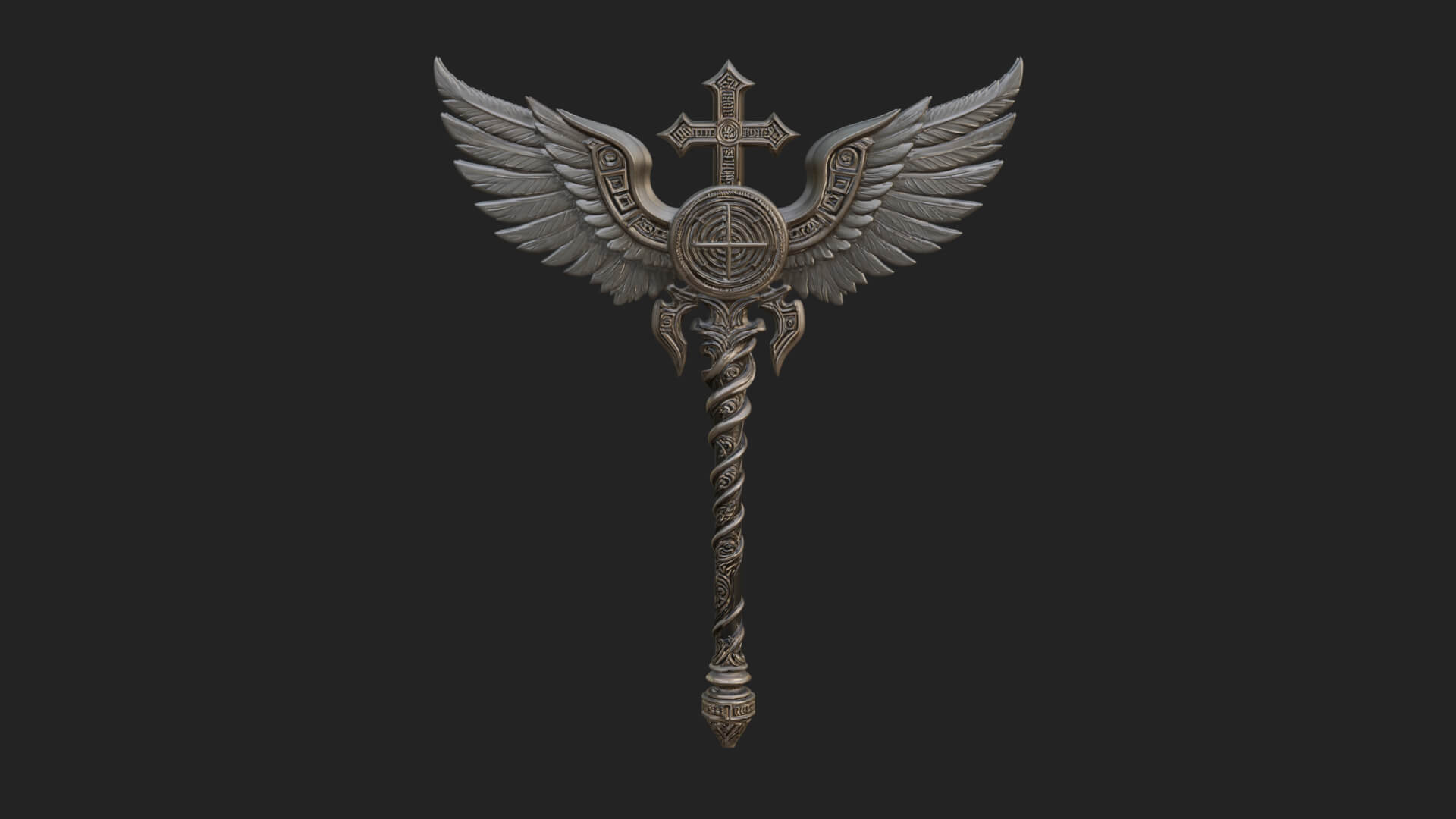 Winged Cross Scepter Model Design 1 3D Print Model 3D Model