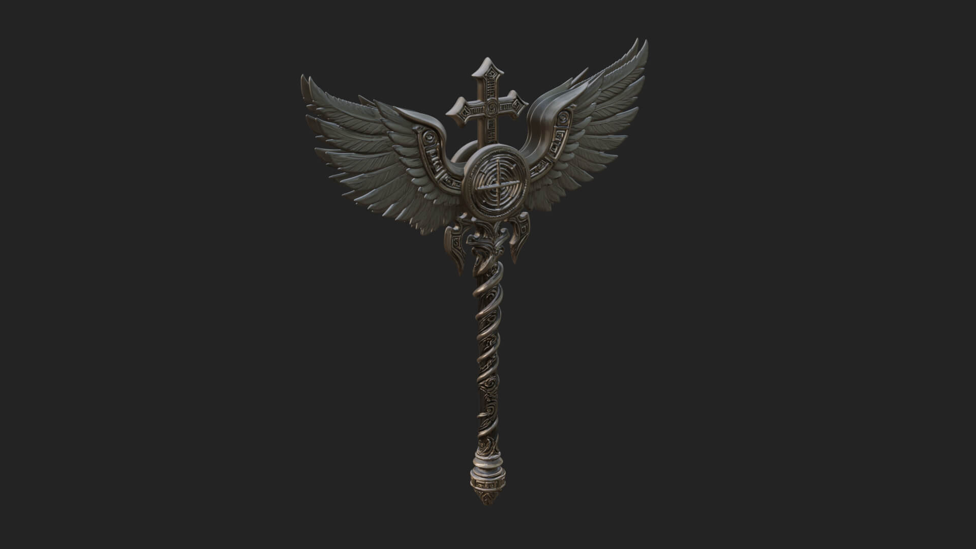 Winged Cross Scepter Model Design 1 3D Print Model 3D Model