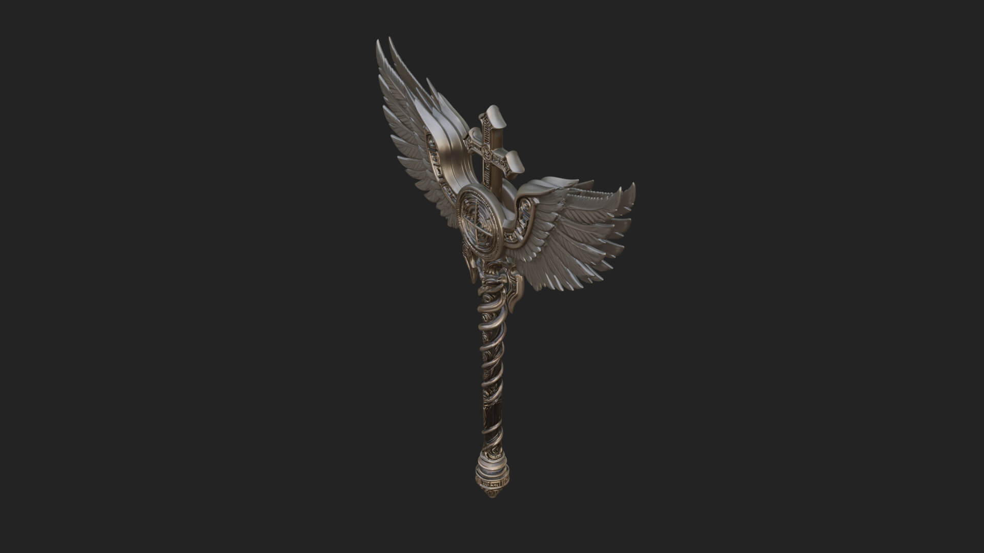 Winged Cross Scepter Model Design 1 3D Print Model 3D Model