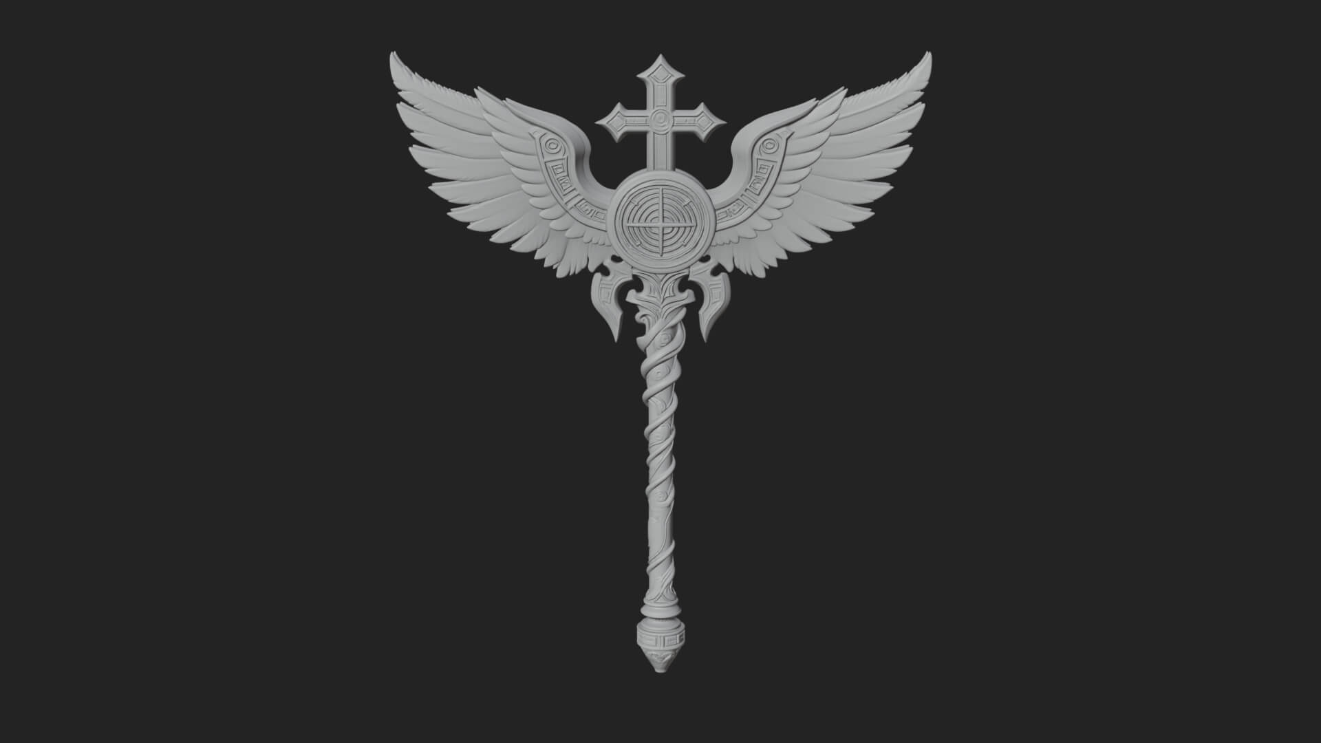 Winged Cross Scepter Model Design 1 3D Print Model 3D Model