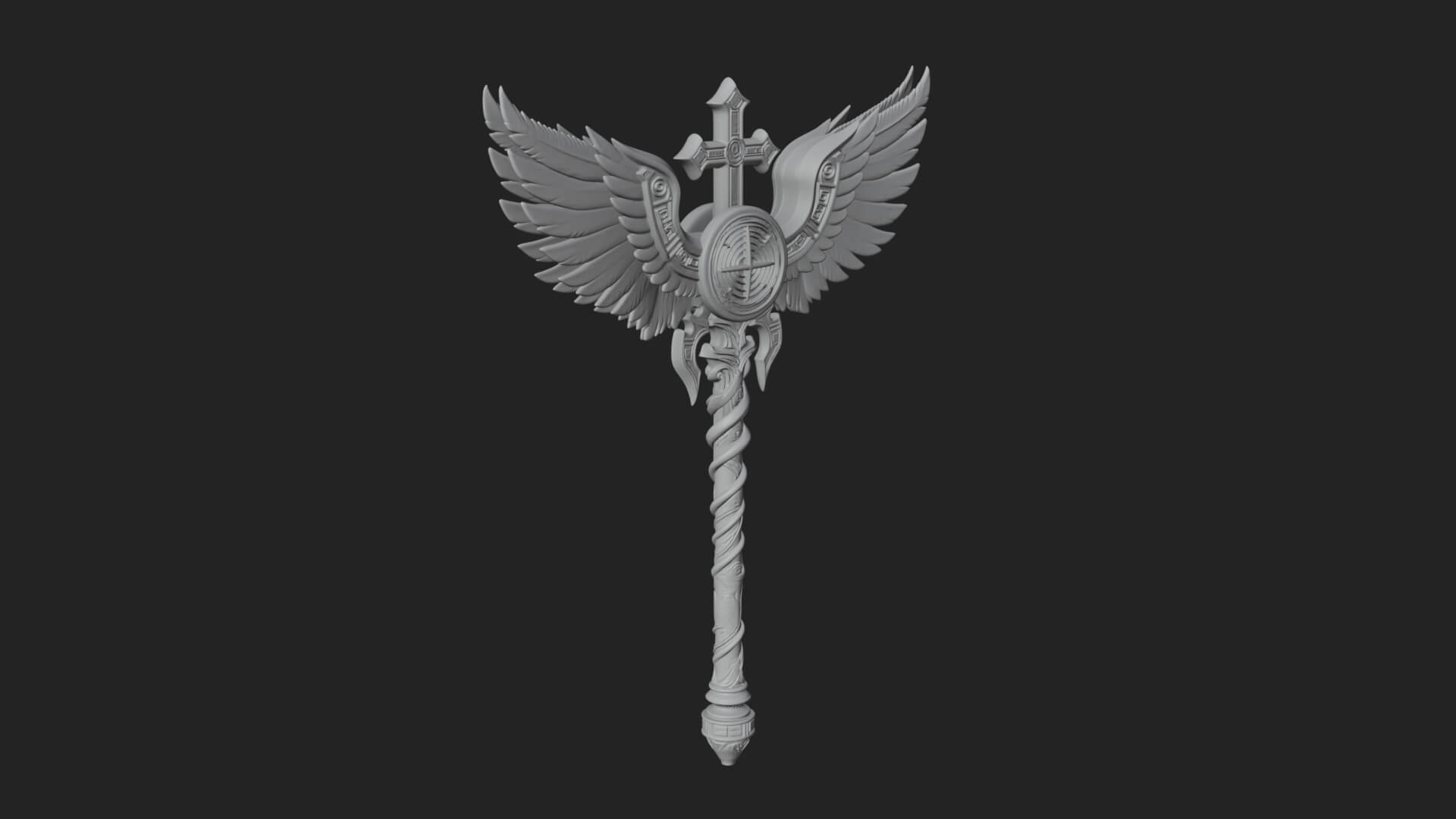 Winged Cross Scepter Model Design 1 3D Print Model 3D Model