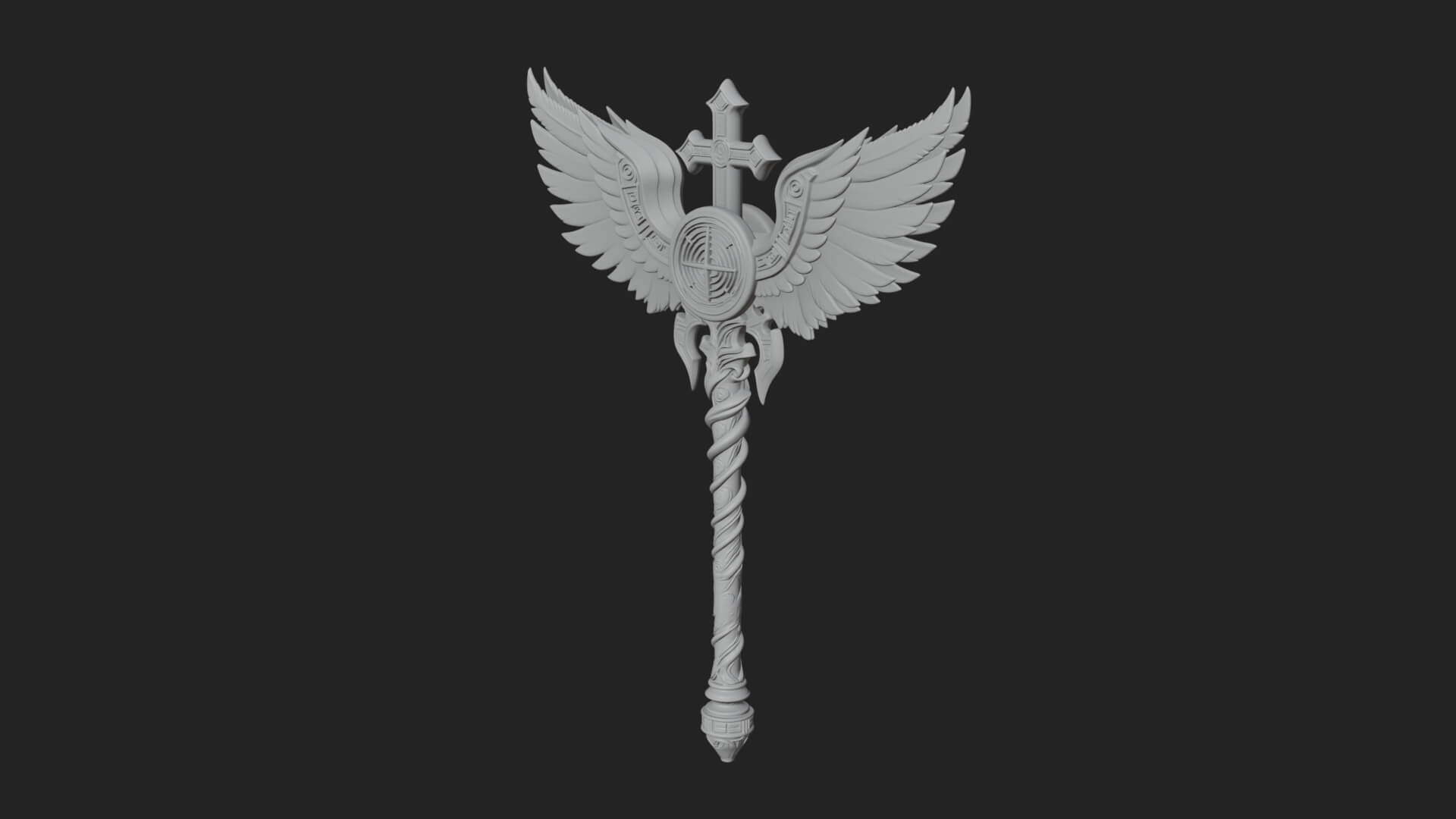 Winged Cross Scepter Model Design 1 3D Print Model 3D Model