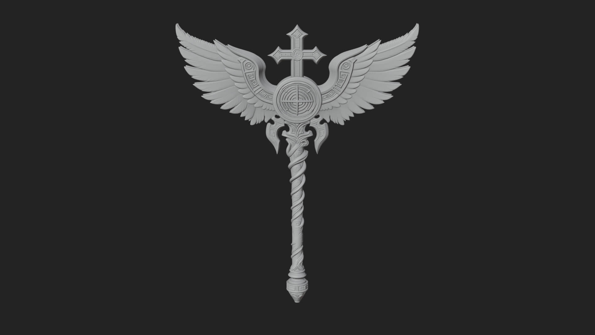 Winged Cross Scepter Model Design 1 3D Print Model 3D Model
