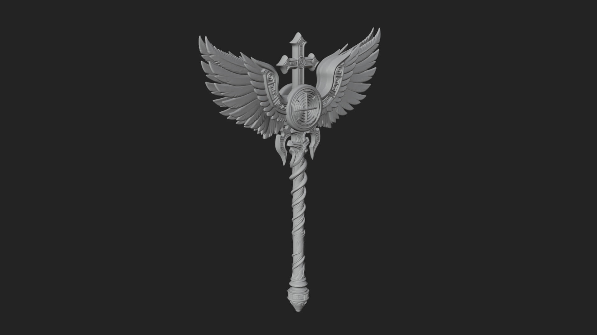 Winged Cross Scepter Model Design 1 3D Print Model 3D Model